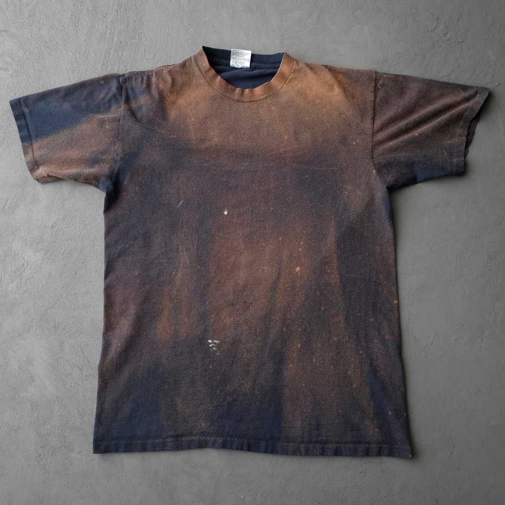 Vintage 90s T-shirt Large Black Bleach Faded Oneita